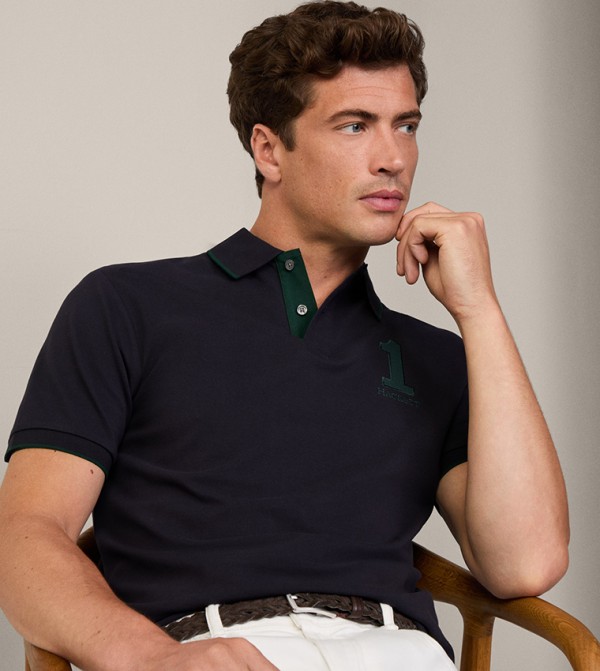 Hackett  T-Shirts - Navy Polo T-shirts