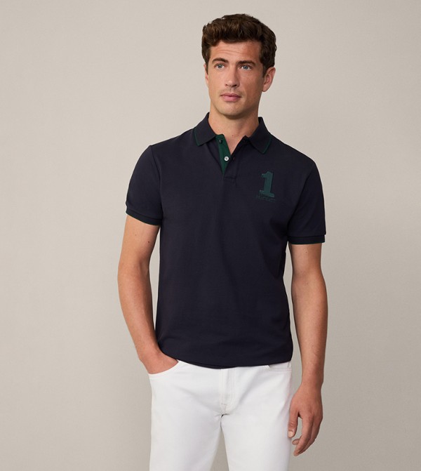 Hackett  T-Shirts - Navy Polo T-shirts