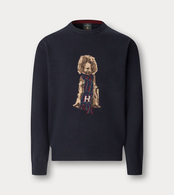 هاكيت  سترات و كارديغانات  - كحلي Round Neck Sweaters