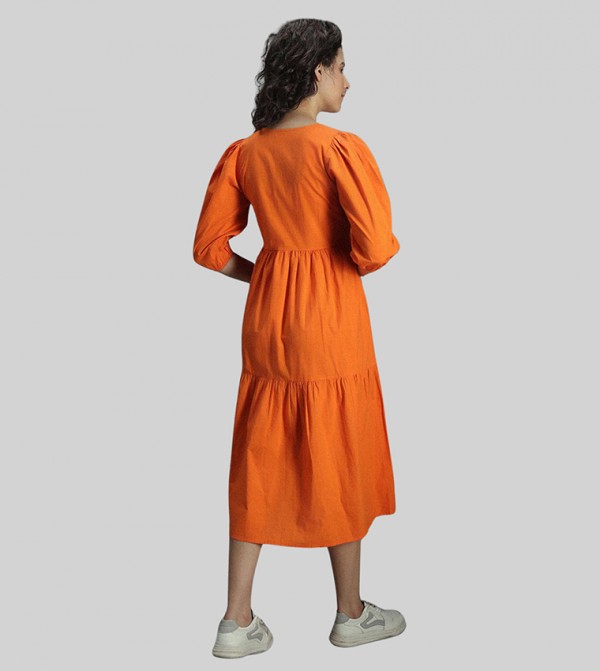High Star  - Orange Midi Dresses