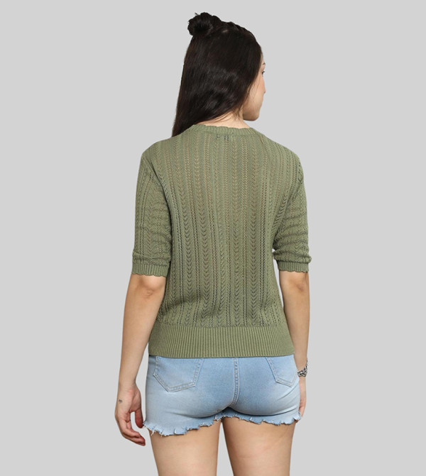 High Star  - Green V-neck Sweaters
