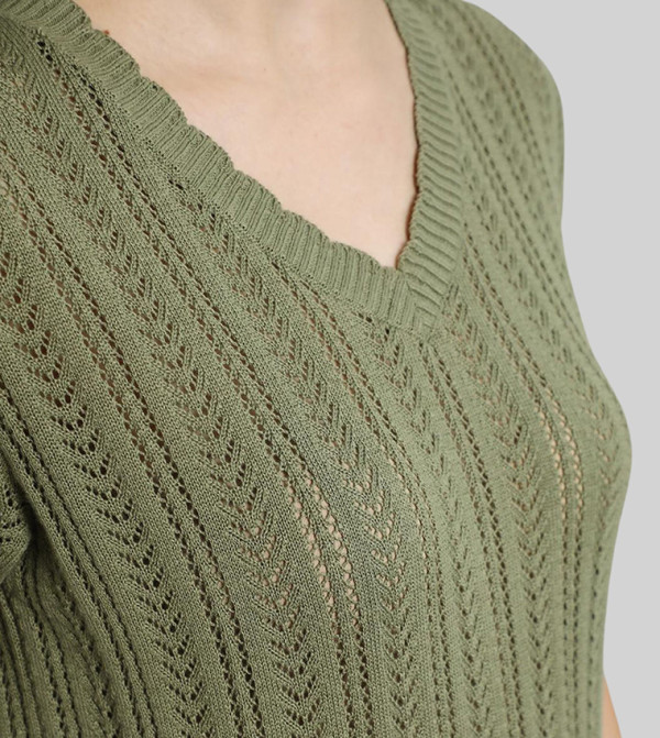 High Star  - Green V-neck Sweaters