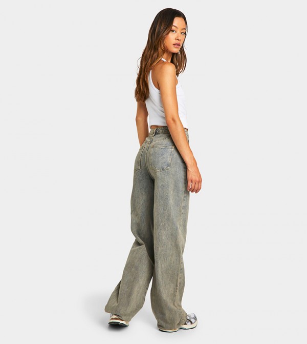 بوهو  - رمادي Wide Leg Jeans