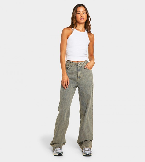 بوهو  - رمادي Wide Leg Jeans