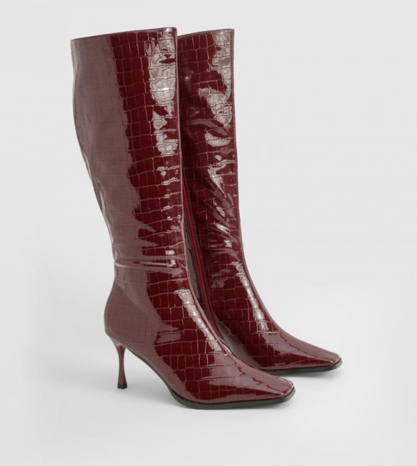 بوهو - اوتليت  بوت كالف - ماروني Mid Calf Boots