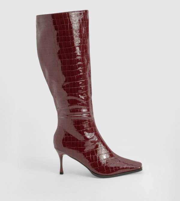 بوهو - اوتليت  بوت كالف - ماروني Mid Calf Boots