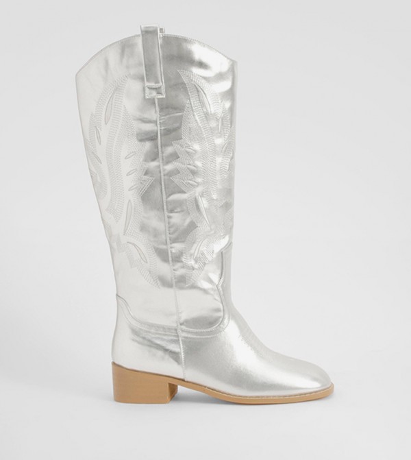 بوهو  - فضي Knee length Boots