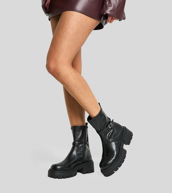 boohoo  Boots - Black Mid Calf Boots