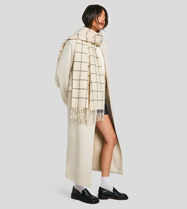 بوهو  أوشحة صوفية - أبيض Woolen Scarves