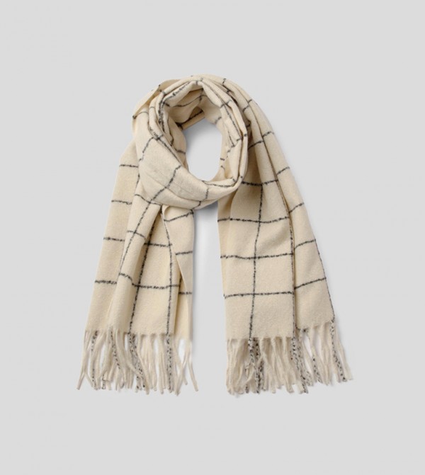بوهو  أوشحة صوفية - أبيض Woolen Scarves