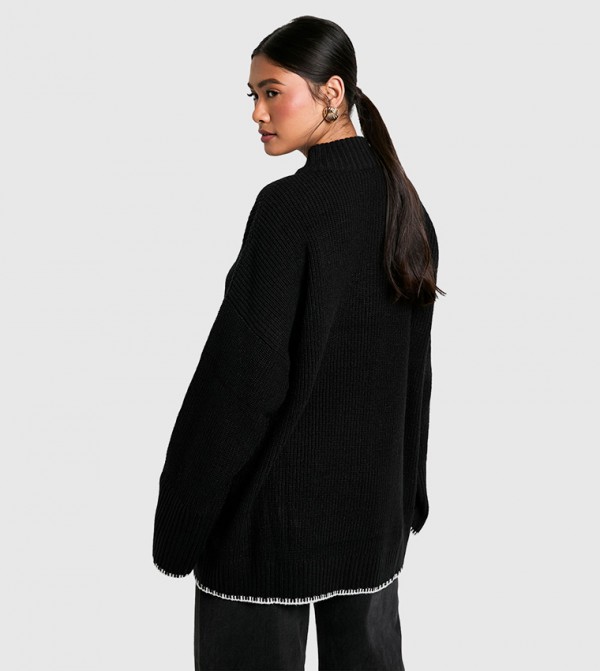 بوهو  ملابس - أسود Turtle neck Sweaters