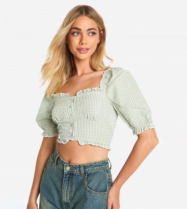 بوهو  توبات قصيرة - أخضر Cropped Tops