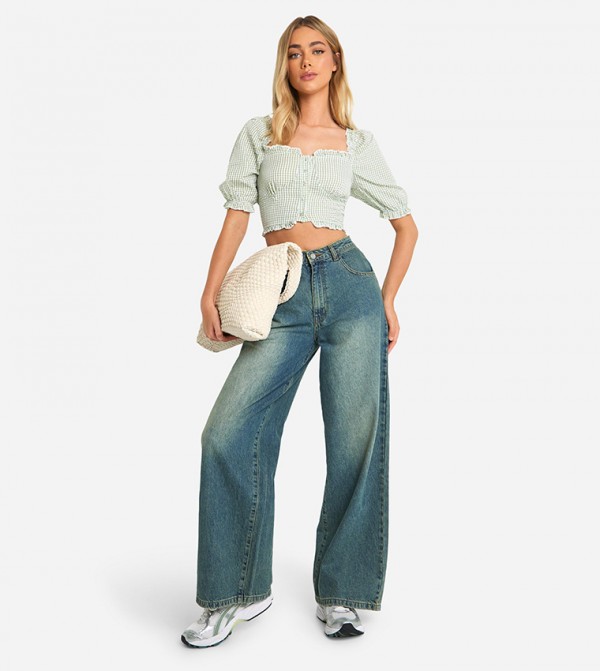 بوهو  توبات قصيرة - أخضر Cropped Tops