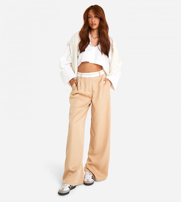 boohoo  Clothing - Beige Casual Pants