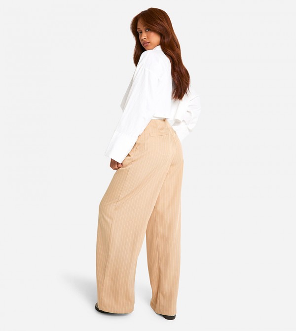 boohoo  Clothing - Beige Casual Pants