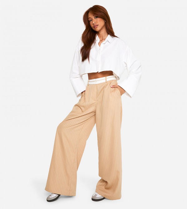boohoo  Clothing - Beige Casual Pants