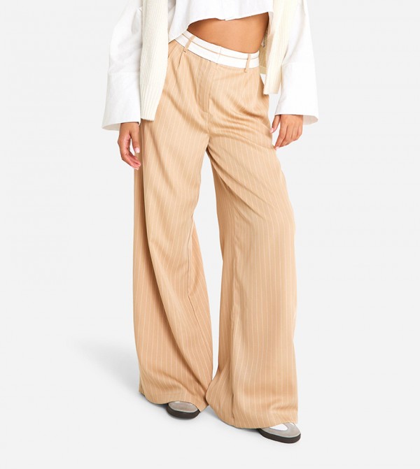 boohoo  Clothing - Beige Casual Pants