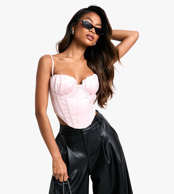 بوهو  بلوزات - وردي Cropped Tops