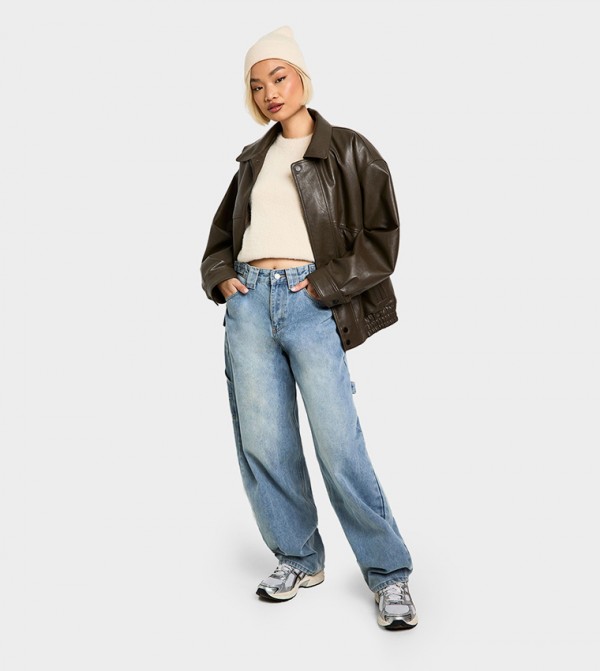 boohoo  - Light Blue Wide Leg Jeans