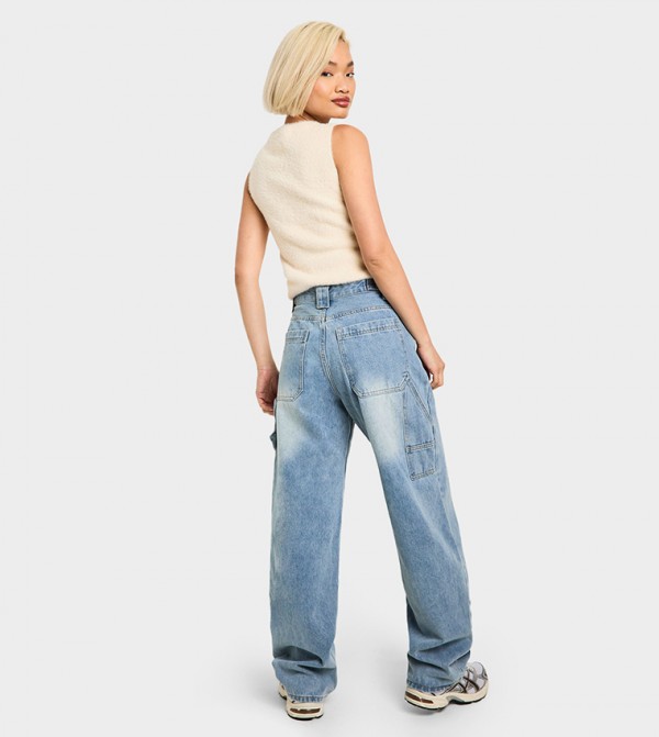 boohoo  - Light Blue Wide Leg Jeans