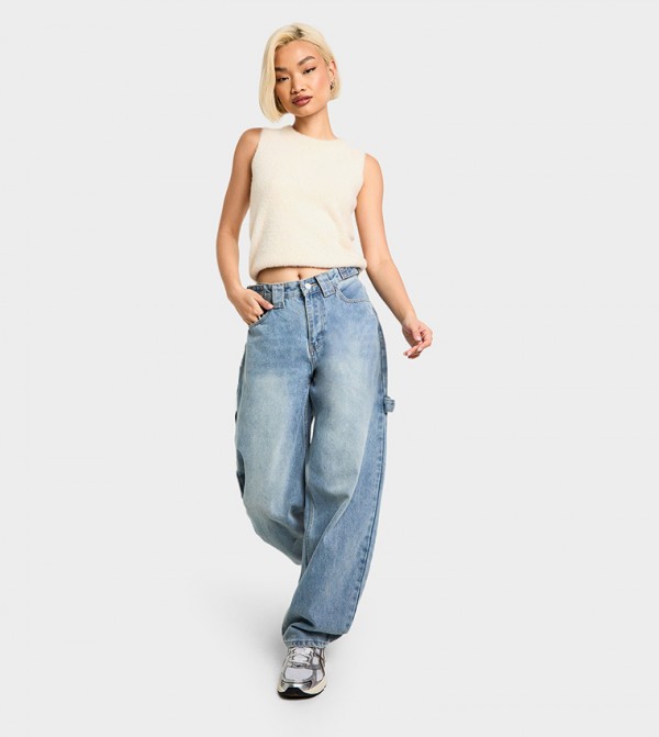 boohoo  - Light Blue Wide Leg Jeans