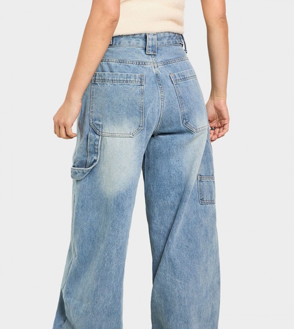 boohoo  - Light Blue Wide Leg Jeans
