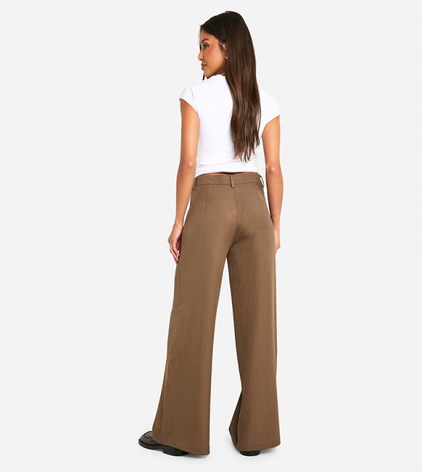 boohoo  Pants & Leggings - Brown Casual Pants