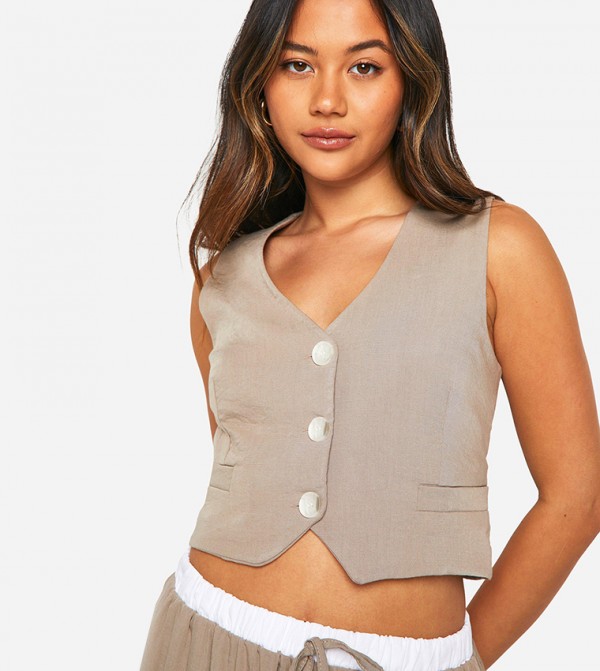 boohoo  Clothing - Beige Waistcoats