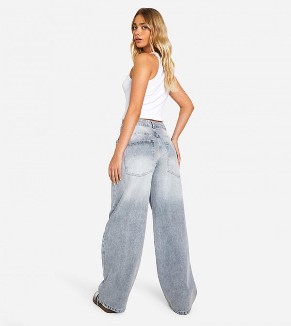بوهو  - رمادي Wide Leg Jeans