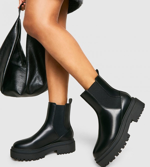 بوهو  أحذية - أسود Mid Calf Boots