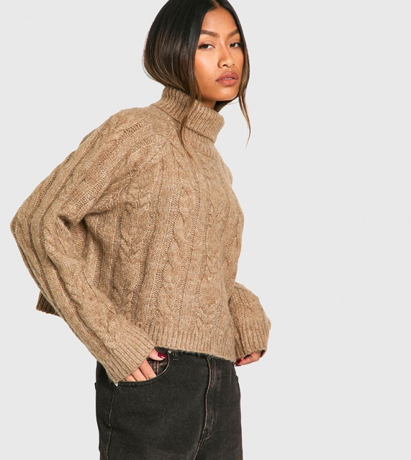 boohoo  Clothing - Brown Turtle neck Sweaters