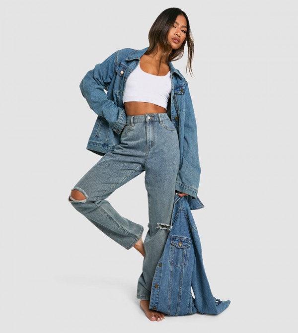 boohoo  Jeans - Blue Straight Jeans
