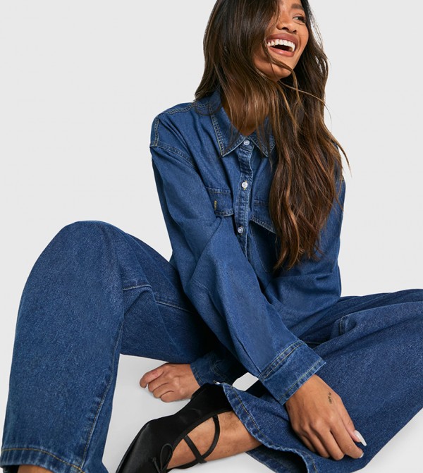 boohoo boohoo - Blue Wide Leg Jeans