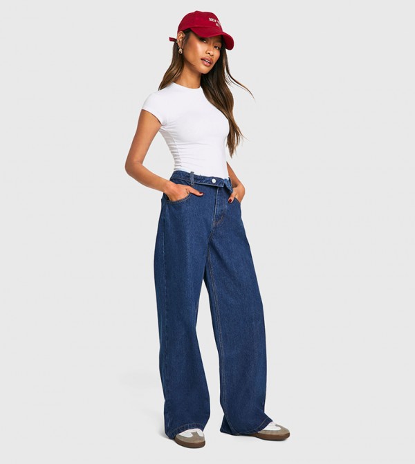 boohoo  Jeans - Blue Wide Leg Jeans