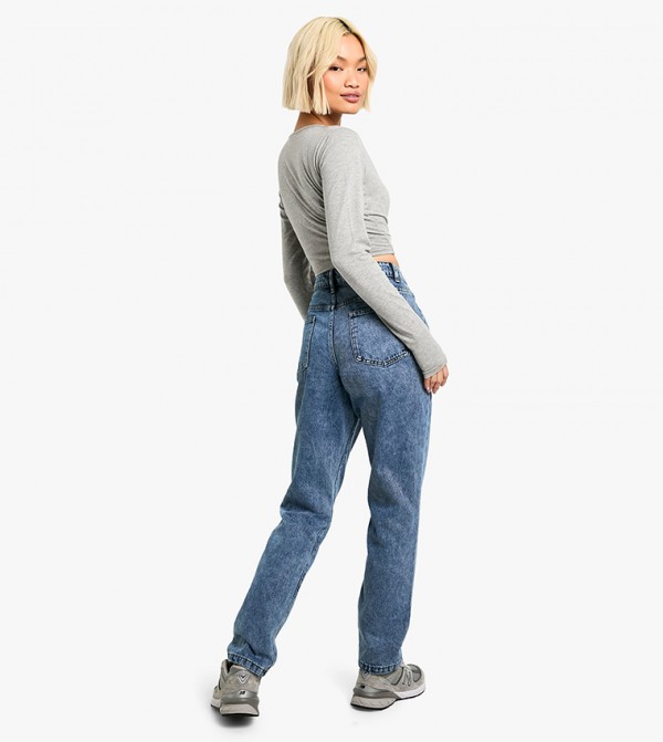 بوهو بوهو - أزرق Mom Jeans