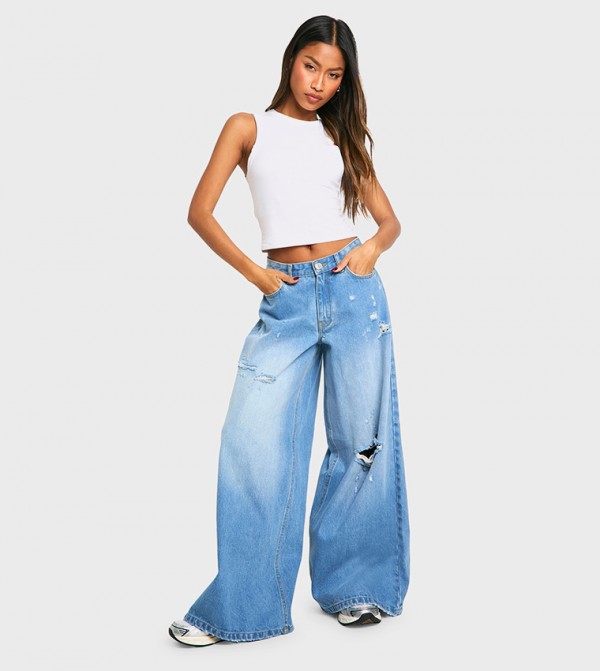 boohoo  Jeans - Light Blue Wide Leg Jeans