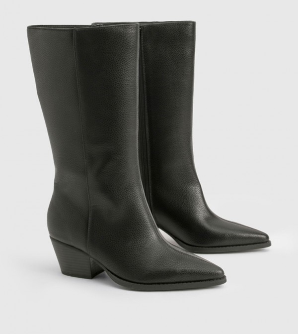 boohoo  Shoes - Black Mid Calf Boots