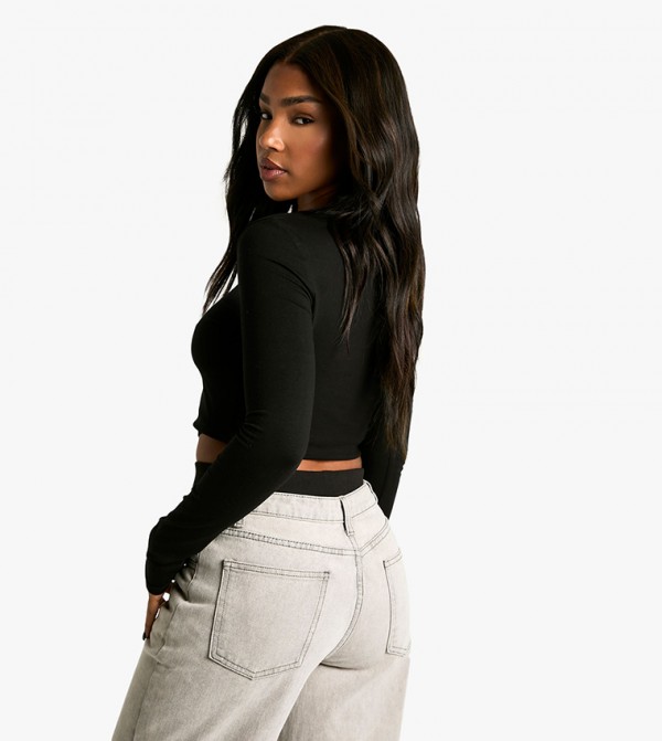 بوهو بلوزات - أسود Cropped Tops