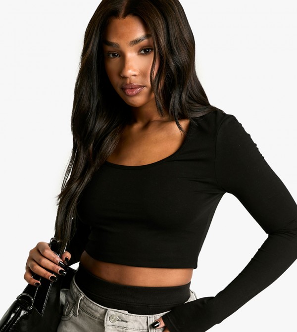 بوهو بلوزات - أسود Cropped Tops