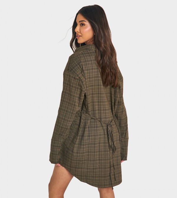 بوهو  فساتين - بني  Shirt & T-Shirt Dresses