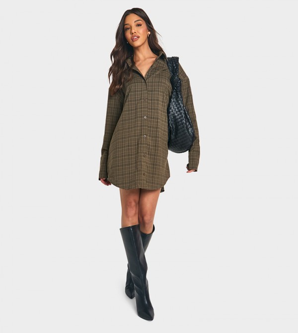 بوهو  فساتين - بني  Shirt & T-Shirt Dresses
