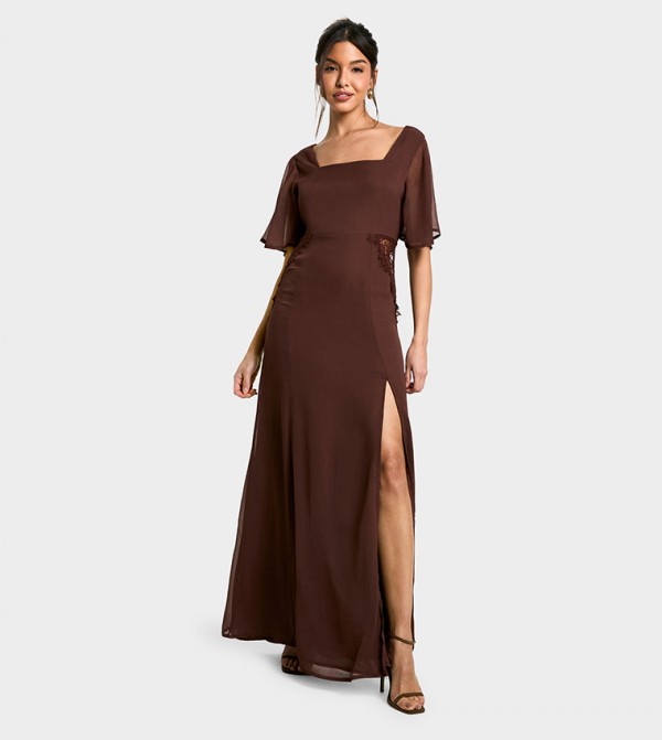 boohoo  Midi Dresses - Brown Casual Dresses