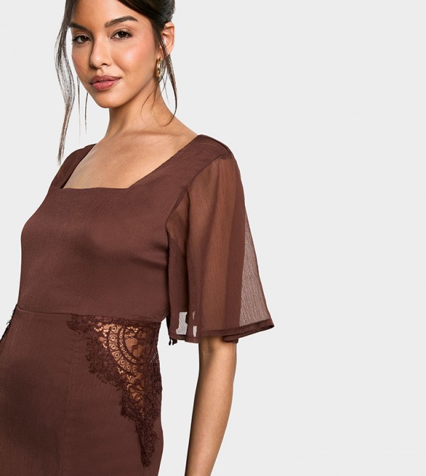 boohoo  Midi Dresses - Brown Casual Dresses