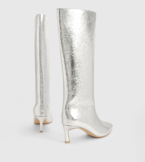 بوهو  أبوات - فضي Knee length Boots