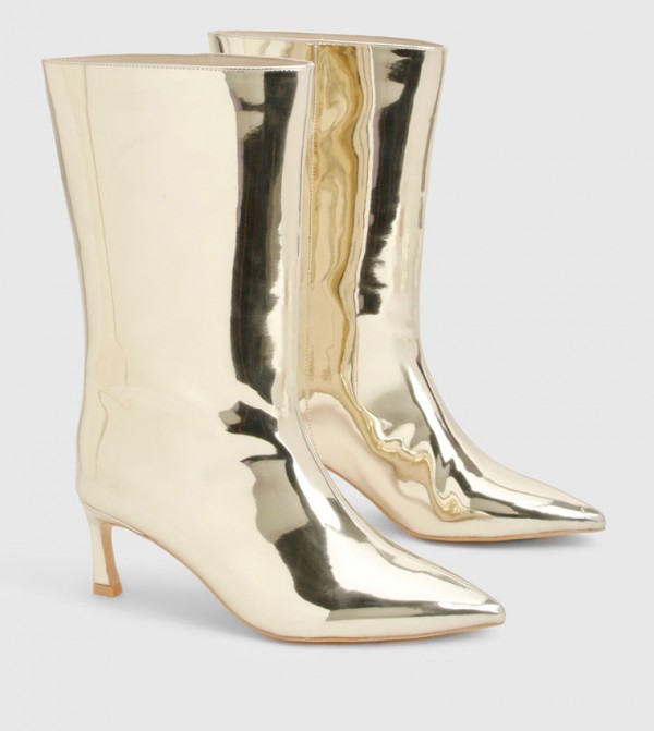 boohoo  Boots - Gold Mid Calf Boots