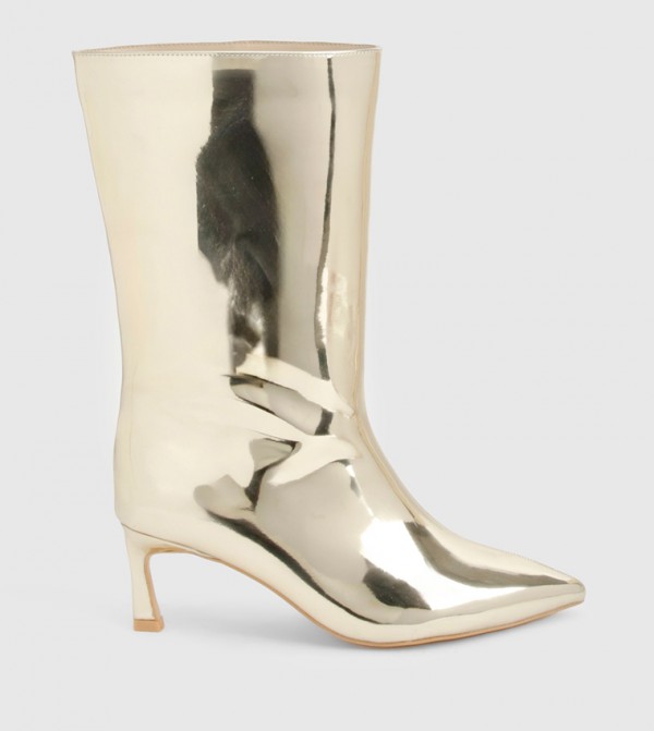 boohoo  Boots - Gold Mid Calf Boots