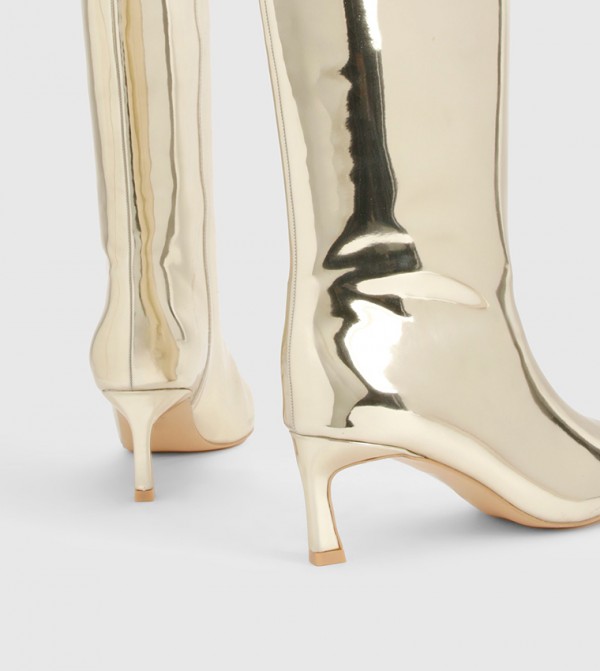 boohoo  Boots - Gold Mid Calf Boots