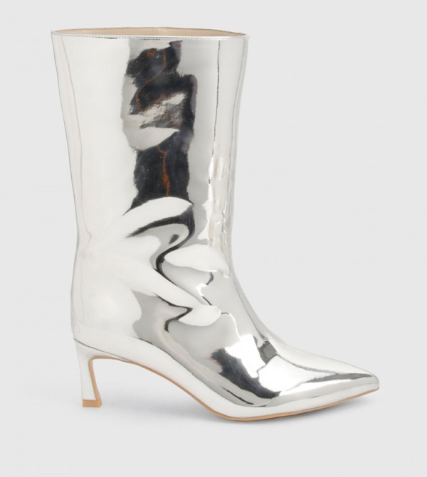 بوهو  أبوات - فضي Mid Calf Boots
