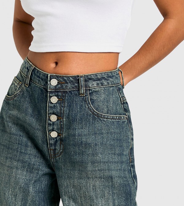 boohoo  style-edit-dm - Blue Straight Jeans