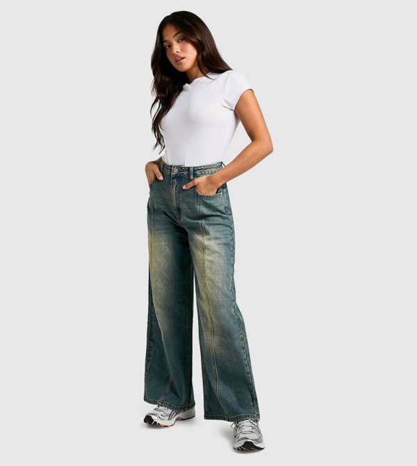 بوهو  ملابس - أزرق Wide Leg Jeans